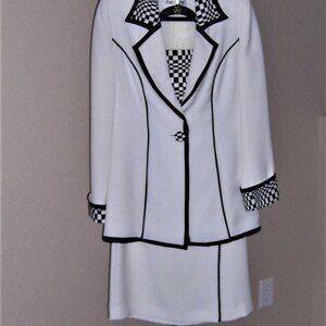 Black & White 2 pcs suit with inlay, matching Hat and Shoes.